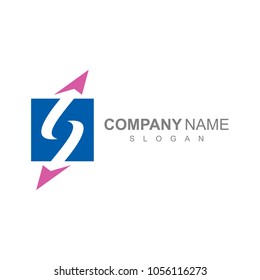 Letter S With Arrow In Square Shape Business Logo Template