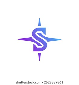 letter S arrow star with compass