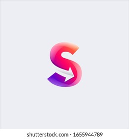 letter s arrow trendy colorful design template