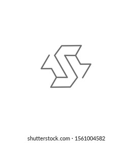 Letter S and arrows line art logo icon design. Angular symbol shape.