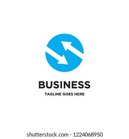 letter S and arrows logo icon vector