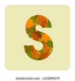 Letter S with autumn theme Leafs