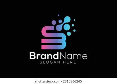Letter S B Halftone dot technology logo design template