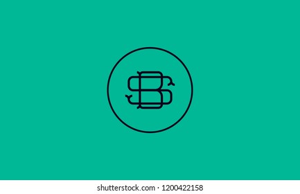 LETTER S AND B LOGO WITH CIRCLE FRAME FOR LOGO DESIGN OR ILLUSTRATION USE