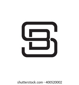 letter S and B monogram square shape logo black