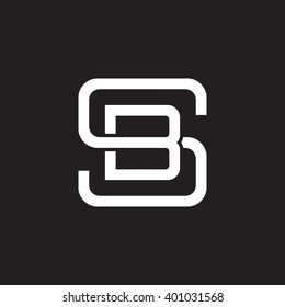 letter S and B monogram square shape logo white black background