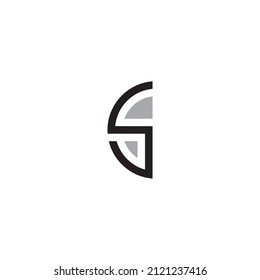 
letra S y b símbolo de semicírculo simple vector