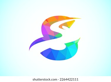 Letter S with backspace S or pathway logo design vector template. Low poly style graphic alphabet symbol