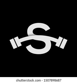 letter s with barbell icon vector logo template