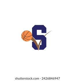 Letter S with basketball logo.	