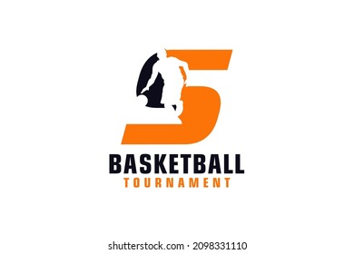 Letter S with Basketball Logo Design. Vector Design Template Elements for Sport Team or Corporate.