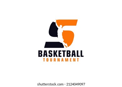 Letter S with Basketball Logo Design. Vector Design Template Elements for Sport Team or Corporate.