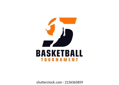 Letter S with Basketball Logo Design. Vector Design Template Elements for Sport Team or Corporate.