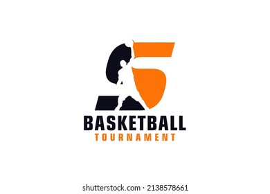 Letter S with Basketball Logo Design. Vector Design Template Elements for Sport Team or Corporate.