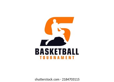 Letter S with Basketball Logo Design. Vector Design Template Elements for Sport Team or Corporate.