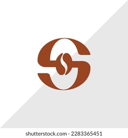 Letter S and bean coffee simple logo