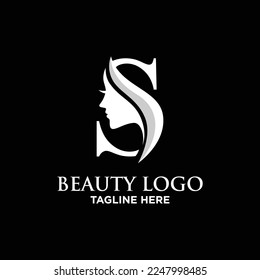 Inspiración en la plantilla de diseño del logotipo de la cara de belleza de la letra S, Ilustración vectorial.