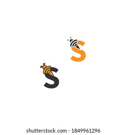 Letter S bee icon  creative design logo illustration