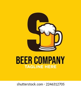 Letter S Beer Logo Design Template Inspiration, Vector Illustration.