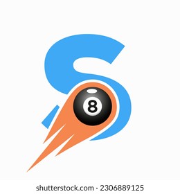 Letter S Billiard Sports Team Club Logo. 8 Ball Pool Logo Design Template