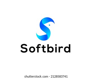 letter s with bird logo design vector