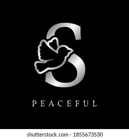 letter S bird royal decoration luxury silver color
