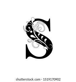 Letter S Black Flower Alphabet Beautiful Stock Vector (royalty Free 