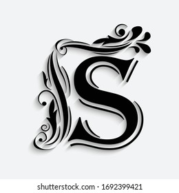 Letter S Black Flower Alphabet Beautiful Stock Vector (Royalty Free ...