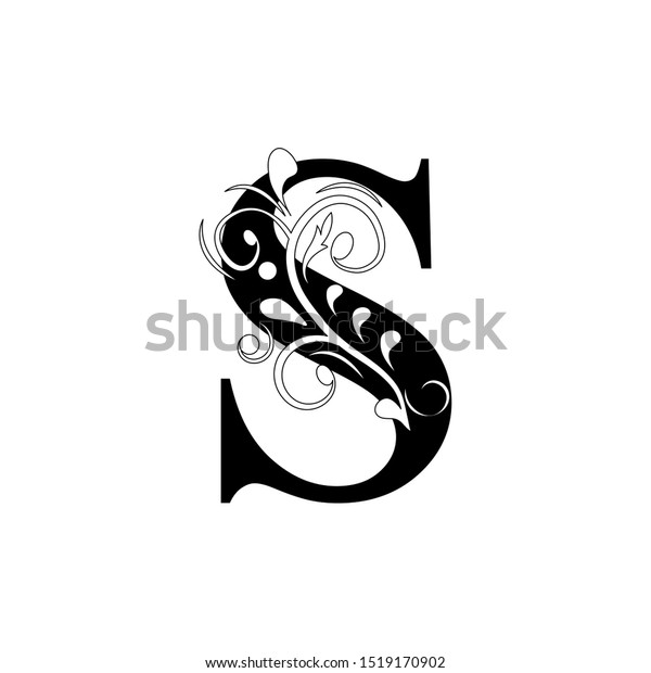 Letter S Black Flower Alphabet Beautiful Stock Vector (Royalty Free ...