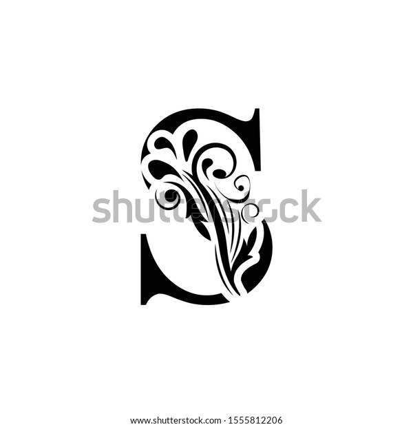 Letter S Black Flower Alphabet Beautiful Stock Vector (Royalty Free ...