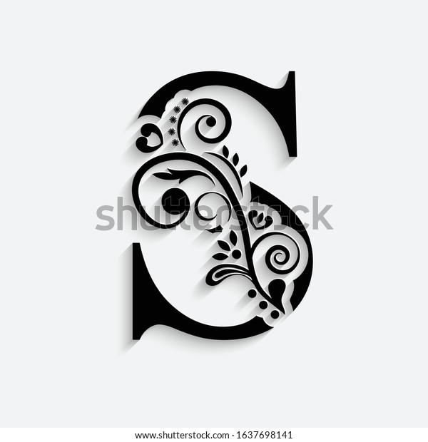 Letter S Black Flower Alphabet Beautiful Stock Vector (Royalty Free ...