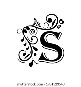 Letter S Black Letters Flower Beautiful Stock Vector (Royalty Free ...