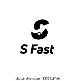 Letter S black logo with negative space arrow logo for business, transportation, delivery company isolated on white background. - Vector Illustration