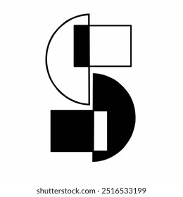 Letter S in black and white geometric shape
