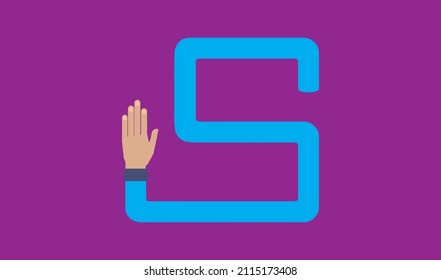 Letter s with blossoms vector design. Hand Waving Silhouette In Letter S Concept Isolated.