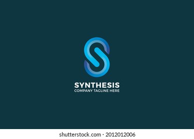 Letter S blue color 3D-Logo für kreatives technologisches Unternehmen
