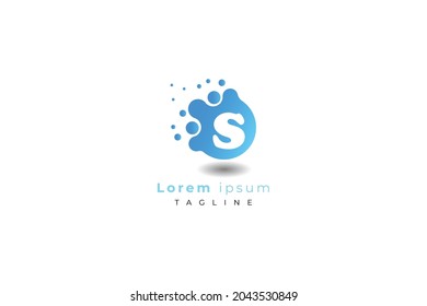 Letter S blue colour creative and simple bubble modern business logo