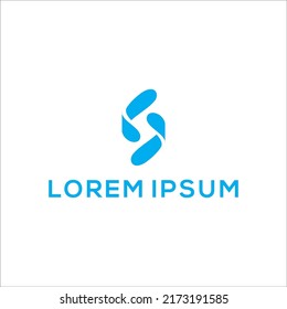 letter s blue logo design technology