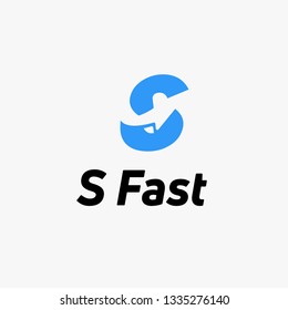 Letter S Blue logo with negative space arrow logo for business, transportation, delivery company . - Vector Illustration