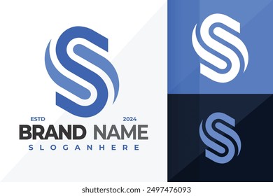 Letra S Blue Waves Ilustración de icono de Vector de diseño de logotipo