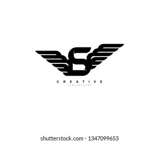 Letter S Bold Strong Wings Shape Modern Element Logo
