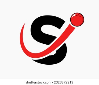 Letter S Bowling Logo. Bowling Ball Symbol With Moving Ball Icon