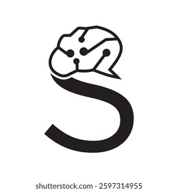 Letter S Brain Logo Design Vector Template