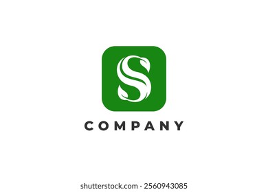 letter s branch tree leaf nature yoga logo in green frame