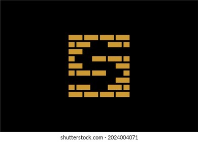 Letter S brick logo design vector. Monogram S type illustration symbol.