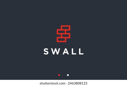 letter s with brick logo design vector silhouette illustration