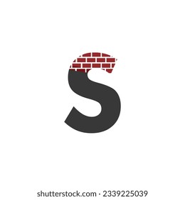 Letter S with Brick Wall logo vector design building company, Creative Initial letter and wall logo template