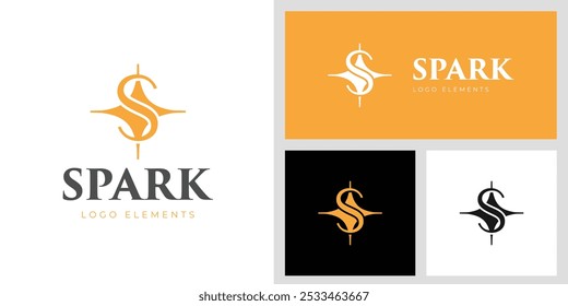 Letter S Bright Sparkle creative logo design with abstract light symbol for festive vector element logo illustration