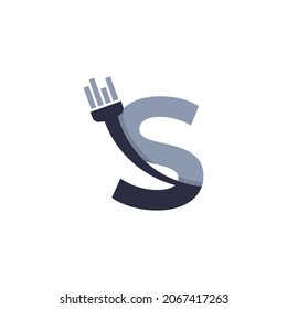 Letter S Brush and Paint with Minimalist Design Style