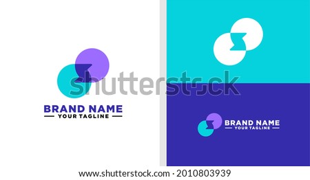 LETTER S AND BUBBLE CHAT LOGO MODERN NEGATIVE SPACE EDITABLE